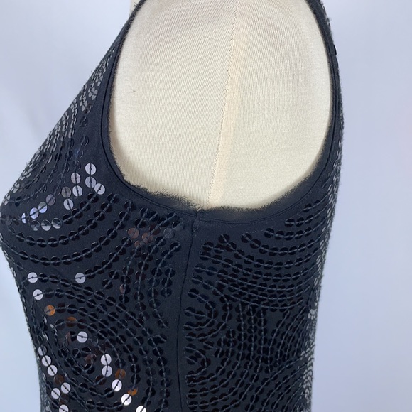 White House Black Market Lined Black Sequin Circle/Swirl Tank Top - Size XS - Picture 6 of 15